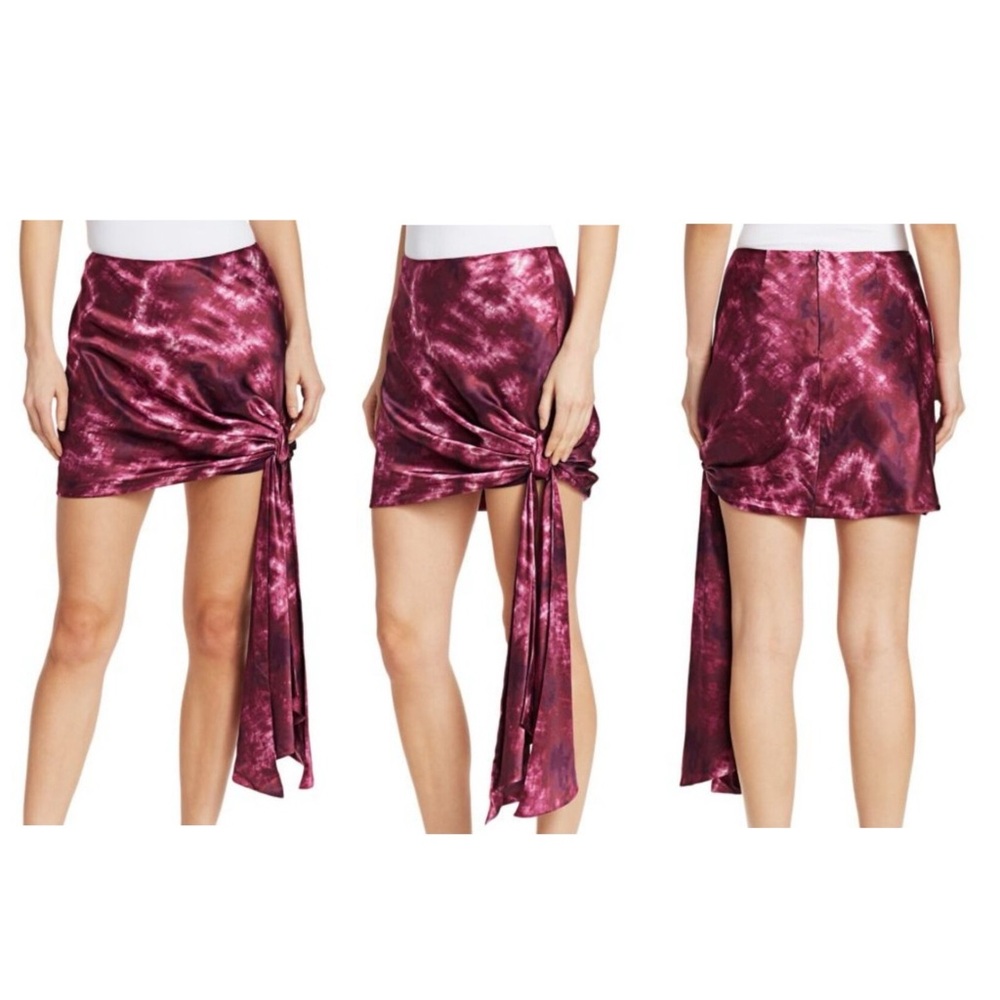 Cinq A Sept Ryder Tie Dye Side Tie Mini Skirt Womens SZ 0 Pink Purple *TINY FLAW